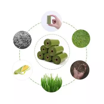 Компостируемые мешки для собачьих какашек из кукурузного крахмала, экологически чистые, 120 шт., 8 рулонов в коробке, биоразлагаемые мешки для отходов для домашних животных, собак и кошек, утолщенный мусорный мешок