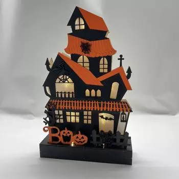 Композиция для дома с привидениями на Хэллоуин, настольные светодиодные светильники на батарейках без плагинов, украшения для помещений и улицы