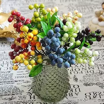 Композиция для свадебной вечеринки, искусственные цветы черники для домашних растений, декоративные искусственные ягоды, спреи красный/белый