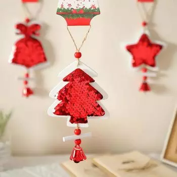 Композиция из сцен Праздничное украшение Рождественские товары Творческие ручные вязаные маленькие подвески Подвески для рождественской елки Колокольчики 1pcs