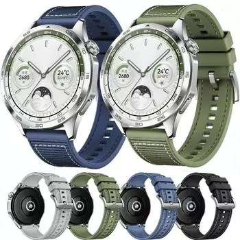 Композитный силиконовый ремешок 22 мм для часов Huawei GT4, официальный нейлоновый плетеный браслет 46 мм, ремень Huawei Watch 4/3/GT4-3-2 Pro 22MM Width чёрный