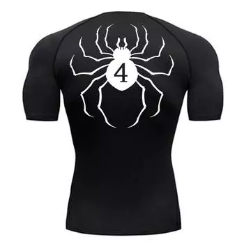 Компрессионная рубашка с принтом паука для мужчин, с коротким рукавом, Рашгард, майки для тренировок в тренажерном зале, базовые слои, спортивная быстросохнущая футболка, футболка S