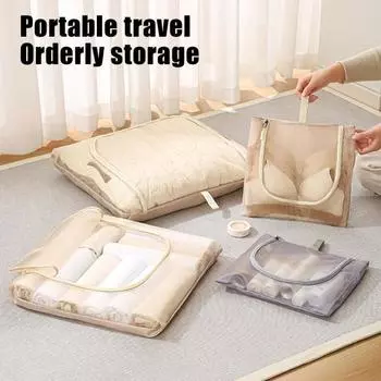 Компрессионная сумка для хранения багажа, большая вместимость, застежка-молния, водонепроницаемая ткань, компрессионный чемодан, сумка-органайзер L бежевый