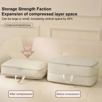 Компрессионная сумка для хранения на молнии с ручкой Корзина для хранения одежды Органайзер для шкафа Пакет для переезда Пододеяльник Кровать серый