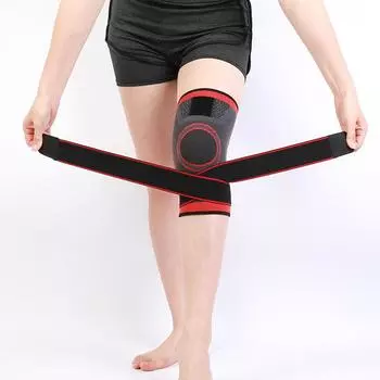 Компрессионные дышащие эластичные спортивные наколенники для бега для фитнеса, теплое защитное снаряжение, вязаный ремень, наколенники S оранжевый