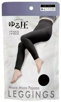 Компрессионные красивые ноги, в то время как свободная компрессионная пушистая пижама черного цвета [Global Japan] леггинсы, пижама, спальные, леггинсы, M~L,