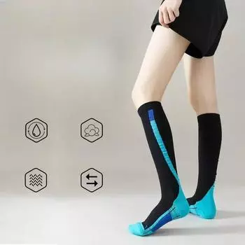 Компрессионные носки медицинского назначения 30-40 мм рт. ст. для женщин и мужчин (Нейлон в черную и серую полоску S