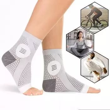 Компрессионные носки унисекс с поддержкой щиколотки Компрессионные носки для бега Впитывающие влагу спортивные облегченные носки с мягкой подкладкой S чёрный