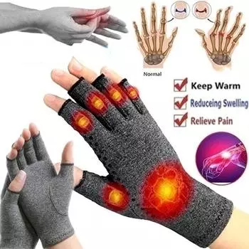 Компрессионные перчатки Raynauds без пальцев для лечения артрита, поддержка боли, размеры SML S серый