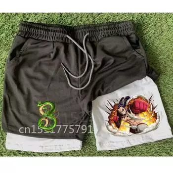 Компрессионные шорты 2 в 1 для мужчин, шорты для бега в тренажерном зале с карманами для телефона, спортивная быстросохнущая спортивная одежда Dragon M