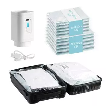 Компрессионные сумки для путешествий с перезаряжаемыми 10-ю инновационными вращающимися высокими герметизирующими свойствами Компрессионные сумки SHUWEI 60 x 40 см 5 сумок 70 x 50 см