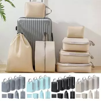 Компрессионные упаковочные кубики, сумки для хранения, застежка-молния, пылезащитные, большой емкости, портативный расширяемый чемодан-органайзер, мешки для стирки бежевый