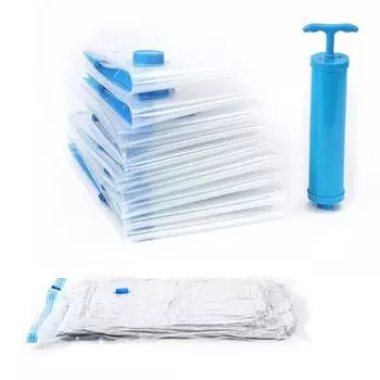 Компрессионный мешок Прочный прозрачный вакуумный мешок для хранения Компактный шкаф-органайзер для одежды Подушки Одеяло S