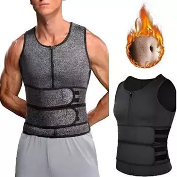 Компрессионный мужской поясной тренажер, регулируемые майки для тренировок, спортивный жилет, корректирующее белье, костюм-сауна XXL серый