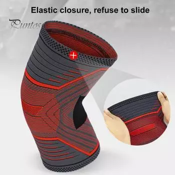 Компрессионный рукав для колена для мужчин и женщин, спортивные наколенники с 3D-вязанием, эластичный дизайн, нескользящие наколенники для бега L красный