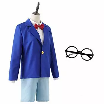 Конан Детектив Униформа Очки Галстук-бабочка Комплект Косплей Костюм Маскировка Костюм Косплей Для Детей Взрослых (M)