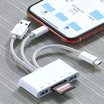 Концентратор 3 в 1 Type-c USB 3.0 Устройство чтения карт SD/TF Многофункциональная док-станция Высокоскоростная передача данных Адаптер USB OTG для Iphone Android
