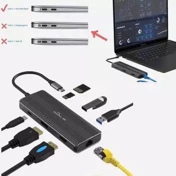 Концентратор Bluendless с несколькими портами USB 3,0 Концентратор USB C Док-станция USB C 3,1 Тип C Концентратор для Macbook Концентратор с адаптером Dp HDMI Rj45 HC401
