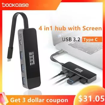 Концентратор с несколькими портами USB 3.0 Концентратор USB C Док-станция USB C 3.1 Тип C Концентратор для Macbook Hub с адаптером Dp HDMI Rj45 DC401C