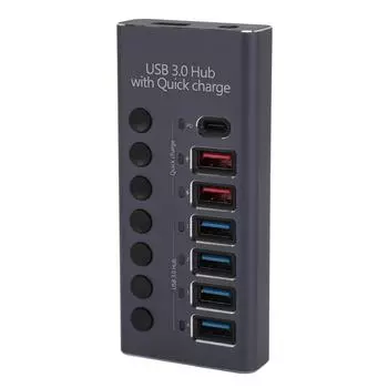 Концентратор USB 3.0 с 7 портами и питанием, 4 порта высокоскоростной передачи данных, 3 порта быстрой зарядки с питанием AU PLUG