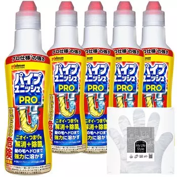 Концентрированное чистящее средство для труб Pipe Unish Pro 400 г x 5 В комплект входят перчатки для чистки труб Чистка сливов в ванной Чистка засоров в раковине Большой размер