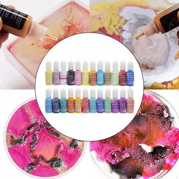 Концентрированные пигментные чернила на основе эпоксидной смолы для скрапбукинга, раскрашивания и акриловой живописи Macaron 24 Colors