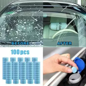Концентрированные таблетки для мытья окон и лобового стекла автомобиля Твердые чистящие таблетки для автомобиля Шипучие таблетки 10PCS