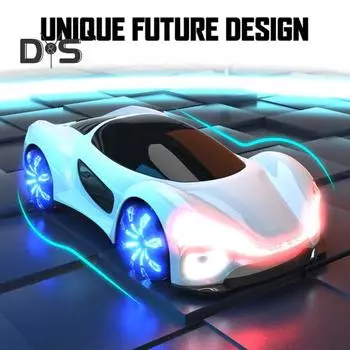 Концептуальный игрушечный автомобиль с дистанционным управлением и светодиодной подсветкой, двойной контроллер, 4WD, автомобиль на новой энергии, перезаряжаемый для малышей, 2,4 ГГц, радиоуправляемый гоночный автомобиль для дрифта Two Battery белый