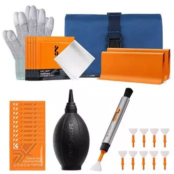Концептуальный набор для чистки камеры Набор Принадлежности для чистки камеры Карандаш для чистки объектива Воздуходувка Ткань Ткань из ультратонкого волокна Полноразмерный тампон для чистки сенсора Салфетки для чистки Перчатки