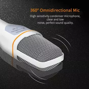 Конденсаторный микрофон Разъем 3,5 мм Компьютерный микрофон Всенаправленный микрофон со штативом для чёрный