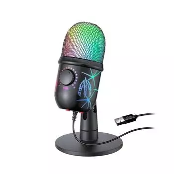 Конденсаторный микрофон USB-кардиоидный RGB Podcast Игры для ПК