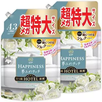 Кондиционер для белья Lenor Happiness Yumefuwa Touch, белый чай, сменный блок x 2 пакетика [Оптовая закупка] [Большая емкость] 1620 мл белый