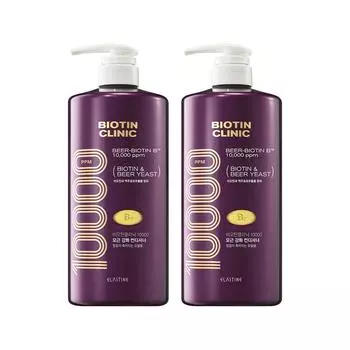 Кондиционер для волос Elastin Biotin Clinic Beer Yeast 1000 мл x 2, 1 л, 2 шт.