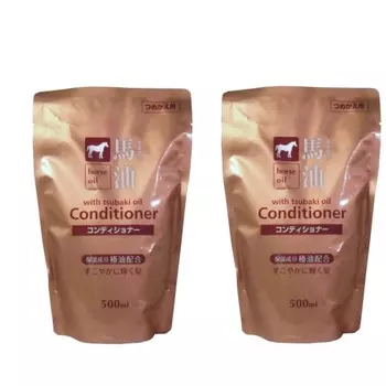 Кондиционер на основе конского масла с маслом камелии, набор из 2 штук (500мл каждый) [Сделано в японии]
