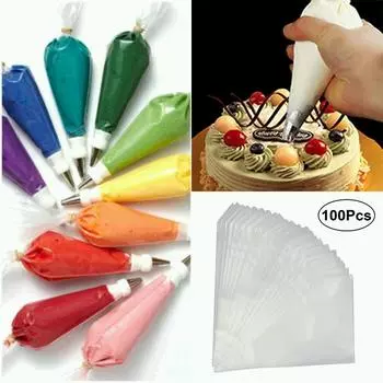 Кондитерский мешок Пластиковый 100шт Треугольный кондитерский мешок Одноразовый Прозрачный Выпечка 18*25*28cm