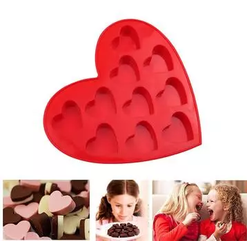 Конфета шоколада силикона в форме сердца, противни для выпечки 10-полостей DIY