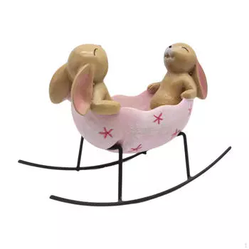 Конфетница Сервировочная чаша Домашний фестиваль Смола 2 Фигурка кролика Ремесло Офис Качающийся в Яйце розовый