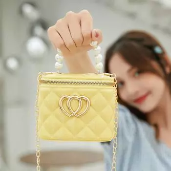 Конфетные цвета ПВХ ромбовидная решетка цепи плечевые сумки через плечо женские перламутровые ручные сумки-ведра модные сумки DIY Jelly