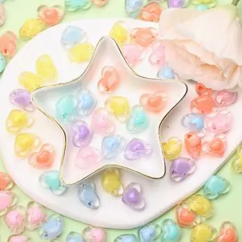 Конфетный цвет для изготовления ювелирных изделий, россыпью бусины, сделай сам, поделки, 10 шт., 13*17 мм, подвеска в форме сердца, оптовая продажа, ожерелье, браслет, прозрачный акрил, унисекс розовый