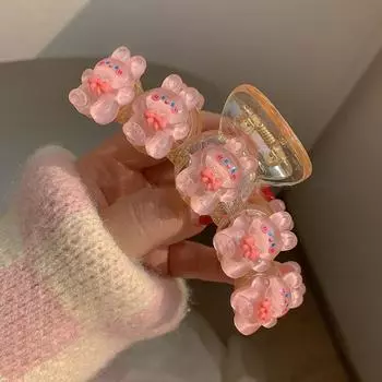 Конфетный цвет Милая заколка для волос с животными Женская модная пластиковая большая заколка-краб для хвостика Фиксирующий артефакт Аксессуары для волос для девочек