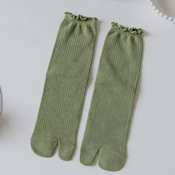 Конфетный цвет, носки с разделенным пальцем, с оборками, женские носки на два пальца, чулочно-носочные изделия, носки на два пальца, носки средней длины