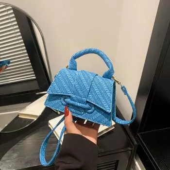 Конфетный цвет с индивидуальным замком, текстура 2024, весенняя повседневная модная клетчатая сумка на одно плечо, переносная, косая, маленькая квадратная сумка чёрный