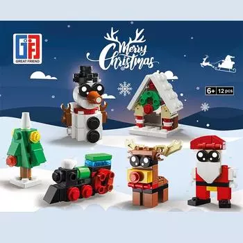 Конфетный домик, Рождественская елка, Лось, Санта-Клаус, строительные блоки из мелких частиц, детские образовательные сборочные игрушки, рождественские игрушки Christmas train