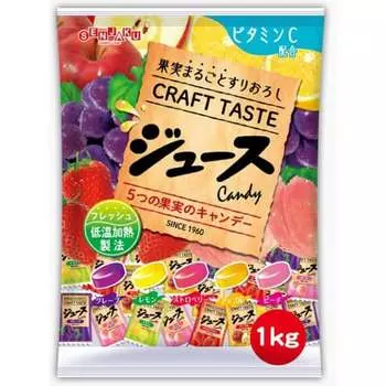 Конфеты Senjakuame Honpo Juice 1 кгХарактеристикиПять видов фруктовых конфет, изготовленных при низкой температуреХарактеристикиПять видов фруктовых конфет, изготовленных при 1