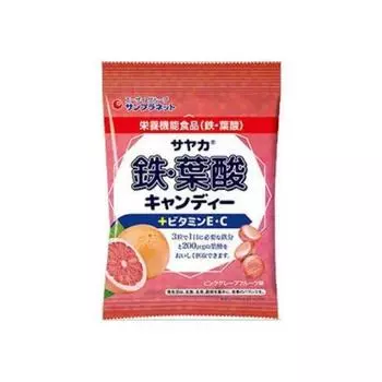 Конфеты Sunplanet с железом и фолиевой кислотой, со вкусом розового грейпфрута, 65 г. Пищевая ценностьПищевая ценность (per Пищевая ценностьПищевая ценность (на 3 капсулы 12,3 1