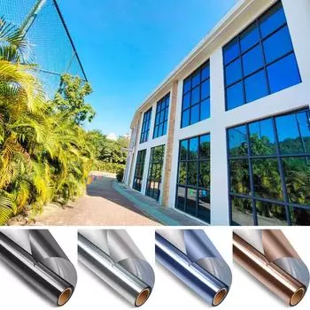 Конфиденциальная оконная пленка, солнцезащитная зеркальная светоотражающая тонировка для окон, односторонняя терморегулирующая виниловая анти-УФ-стеклянная наклейка для домашнего офиса 40x100 cm коричневый