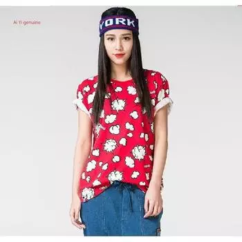 Kong Big Trendy Summer Men s and Women s Purplish Blue Red Fashion Street Printing Straight-leg Casual round Neck Short Sleeves Pure Cotton T-shirt Red S is about 165 yards