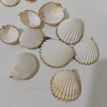 Конх Гальванопокрытие Сделай сам Аксессуары для украшений Серьги Подвеска Подвеска Креативная ручная работа Натуральная ракушка No. 9 1