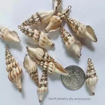 Конх Гальванопокрытие Сделай сам Аксессуары для украшений Серьги Подвеска Подвеска Креативная ручная работа Натуральная ракушка 5 #1 screw golden edge