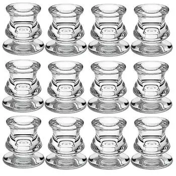 Подсвечник из прозрачного стекла, подсвечник-столб из 12 упаковок 12pcs
